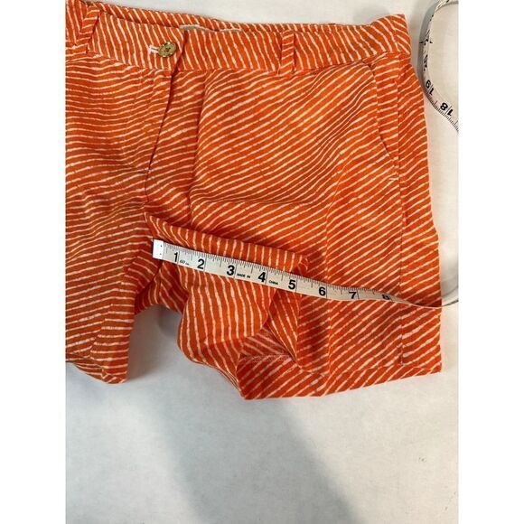 Michael Kors Orange Striped Dress Shorts 100% Linen-- Size 4 - Picture 4 of 9